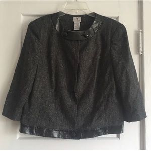 Worthington Stretch Women's Black Tweed Blouse Top Jacket Large MSRP $72  EUC